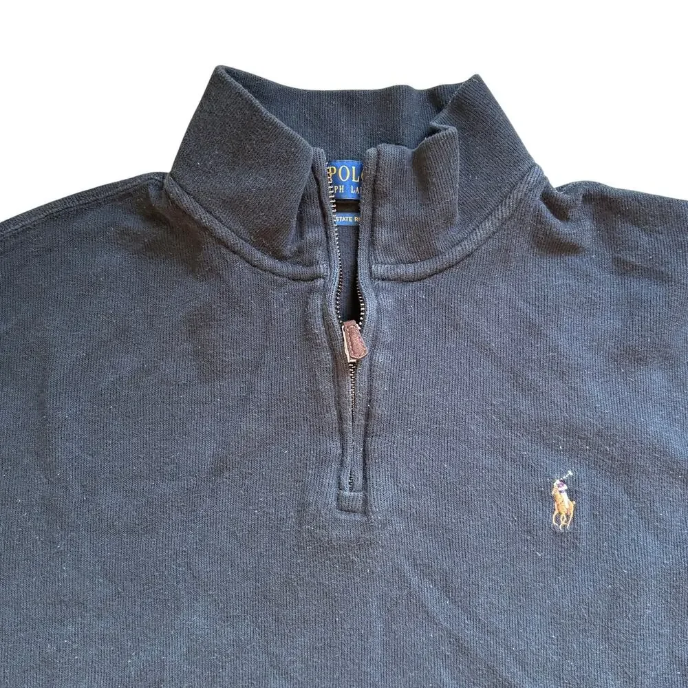 Polo Ralph Lauren Men 1/4 Zip Sweater Estate Rib Long Sleeve Preppy Quarter M